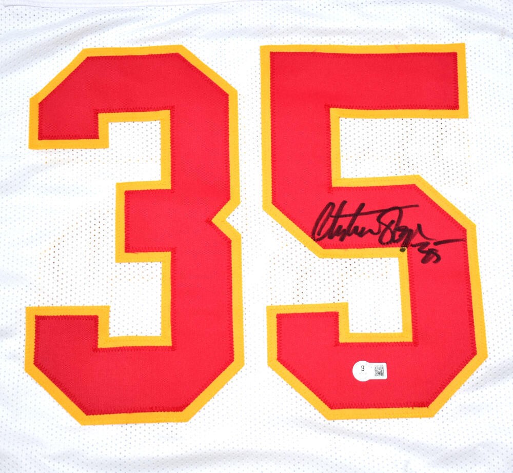 Christian Okoye Autographed Kansas City Chiefs White Custom Jersey