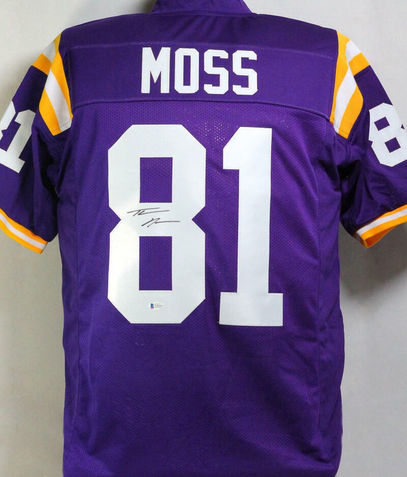 Thaddeus Moss Autographed Purple College Style Jersey