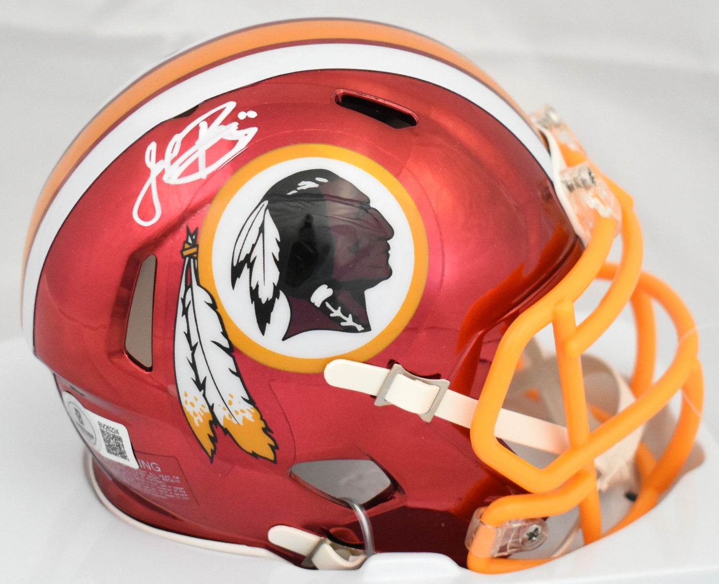 John Riggins Autographed Washington Redskins Chrome Speed Mini Helmet