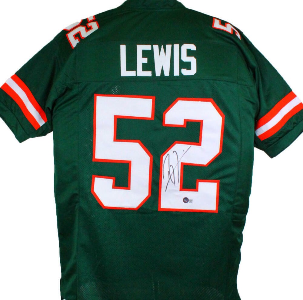 Ray Lewis Autographed Green Custom College Style Jersey