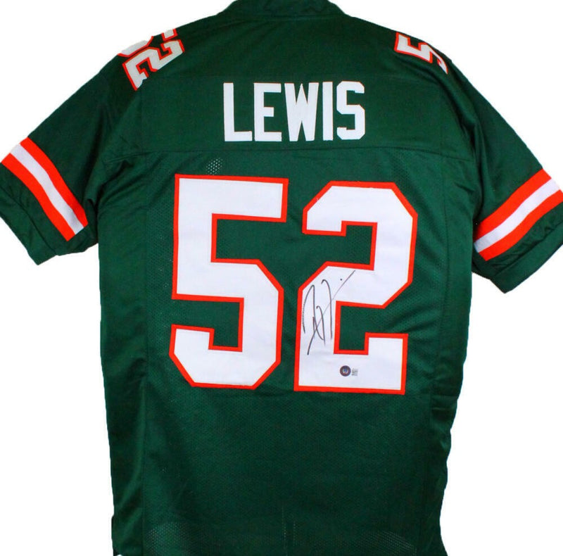 Ray Lewis Autographed Green Custom College Style Jersey