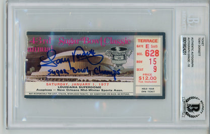 Tony Dorsett Signed Pittsburgh Panthers 1977 Sugar Bowl Ticket BAS 10 Auto