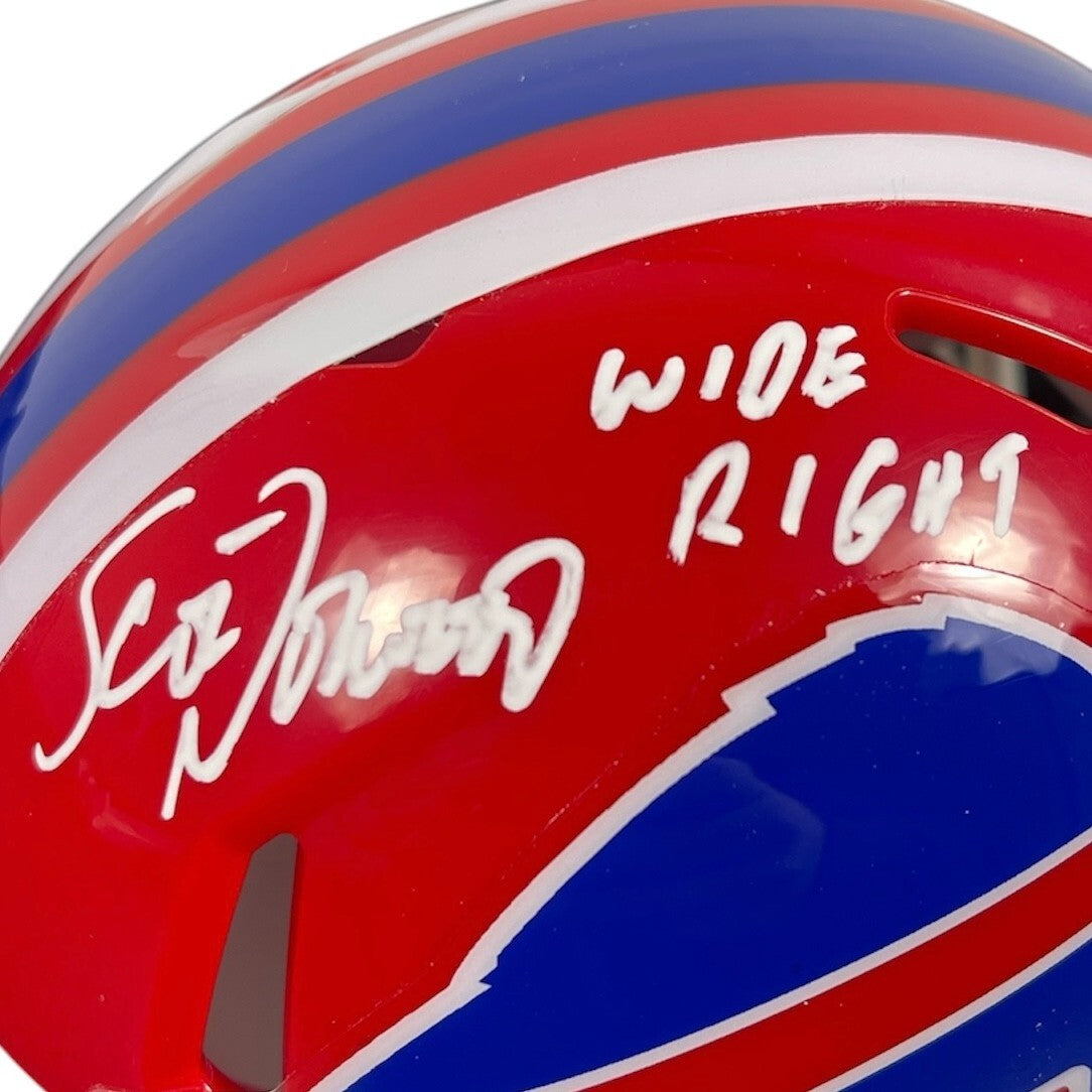 Scott Norwood Signed Buffalo Bills Throwback Mini Helmet "Wide Right"