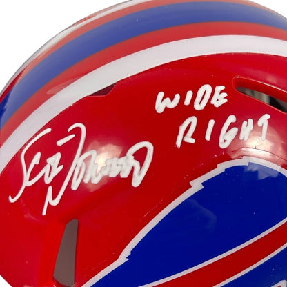 Scott Norwood Signed Buffalo Bills Throwback Mini Helmet "Wide Right"