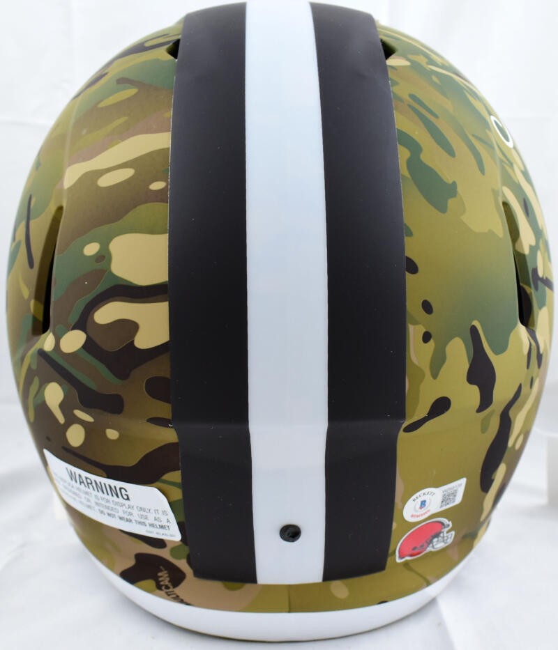 Nick Chubb Signed Cleveland Browns Full Size Camo Speed Helmet