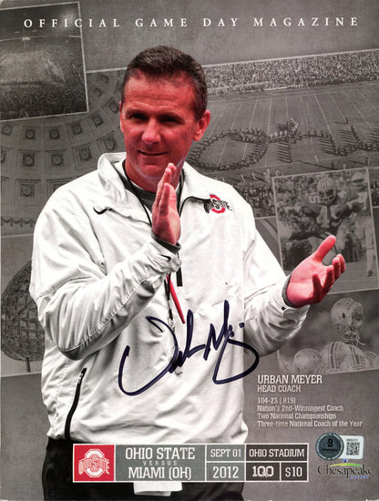 Urban Meyer Autographed 9/1/2012 Ohio State Gameday Magazine (BAS)
