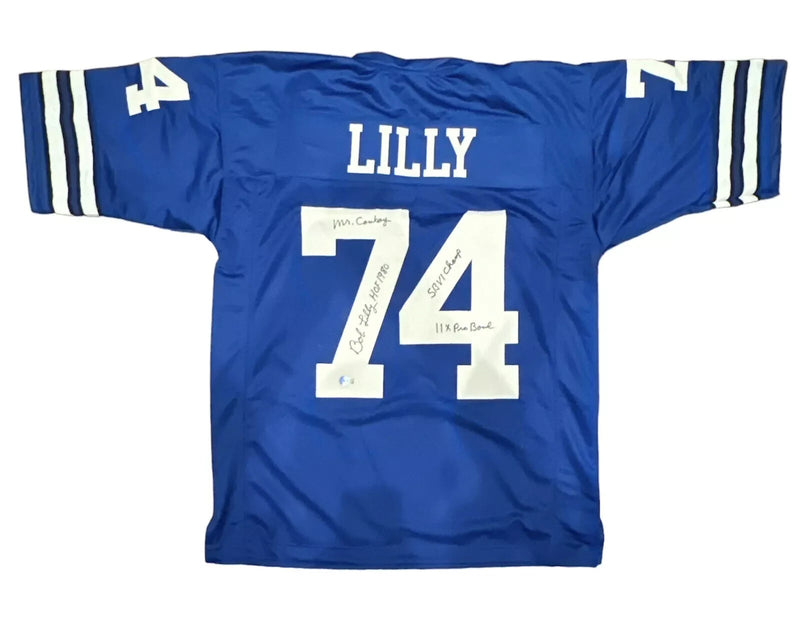 Bob Lilly Signed Dallas Cowboys Custom Football Jersey (4 Inscriptions)