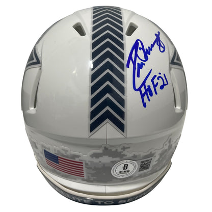 Drew Pearson Signed Dallas Cowboys Salute to Service Mini Helmet (HOF 21)
