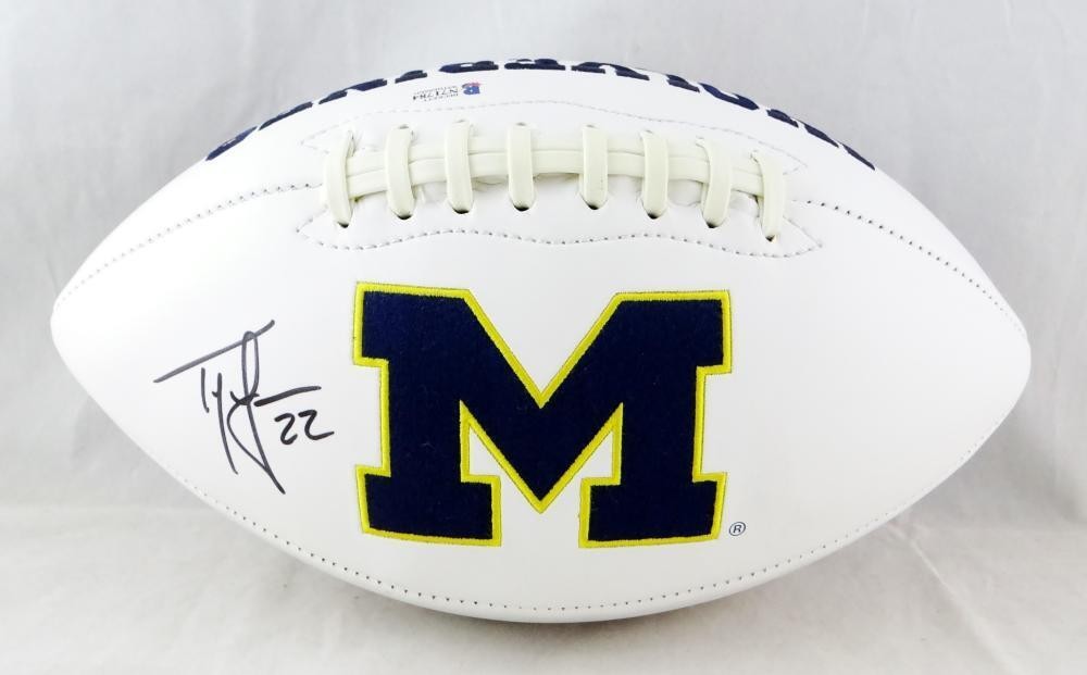 Ty Law Signed Michigan Wolverines Logo Football