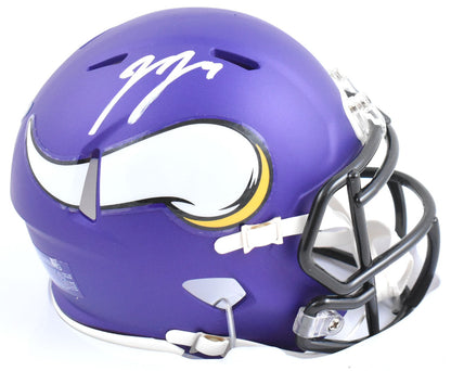 JJ McCarthy Autographed Minnesota Vikings Speed Mini Helmet