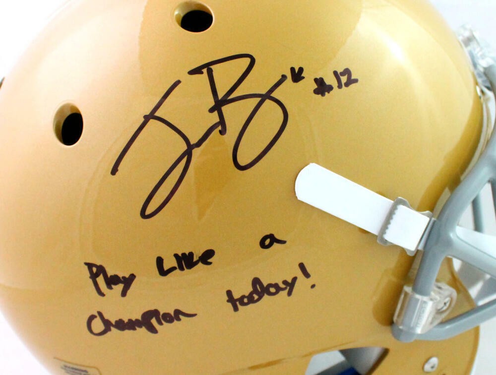 Ian Book Signed Notre Dame Full Size Schutt Authentic Helmet Inscribed
