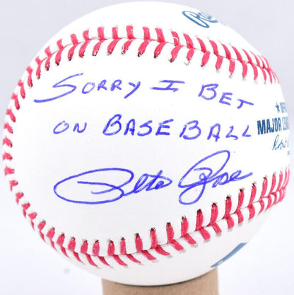 Pete Rose Signed Rawlings Official Major League Baseball "Sorry I Bet"