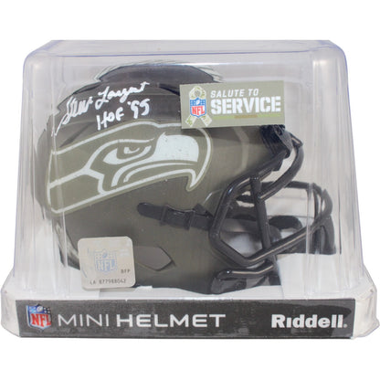 Steve Largent Signed Seattle Seahawks 2022 Salute to Service Mini Helmet