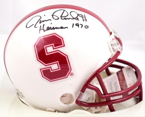 Jim Plunkett Signed Stanford Cardinal Mini Helmet Inscribed Heisman 1970