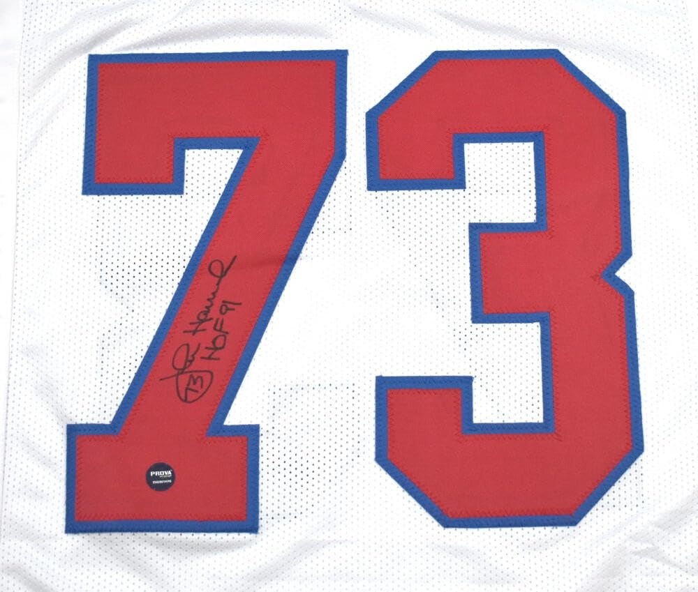 John Hannah Autographed White Custom Football Jersey (HOF Inscription)