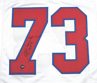 John Hannah Autographed White Custom Football Jersey (HOF Inscription)