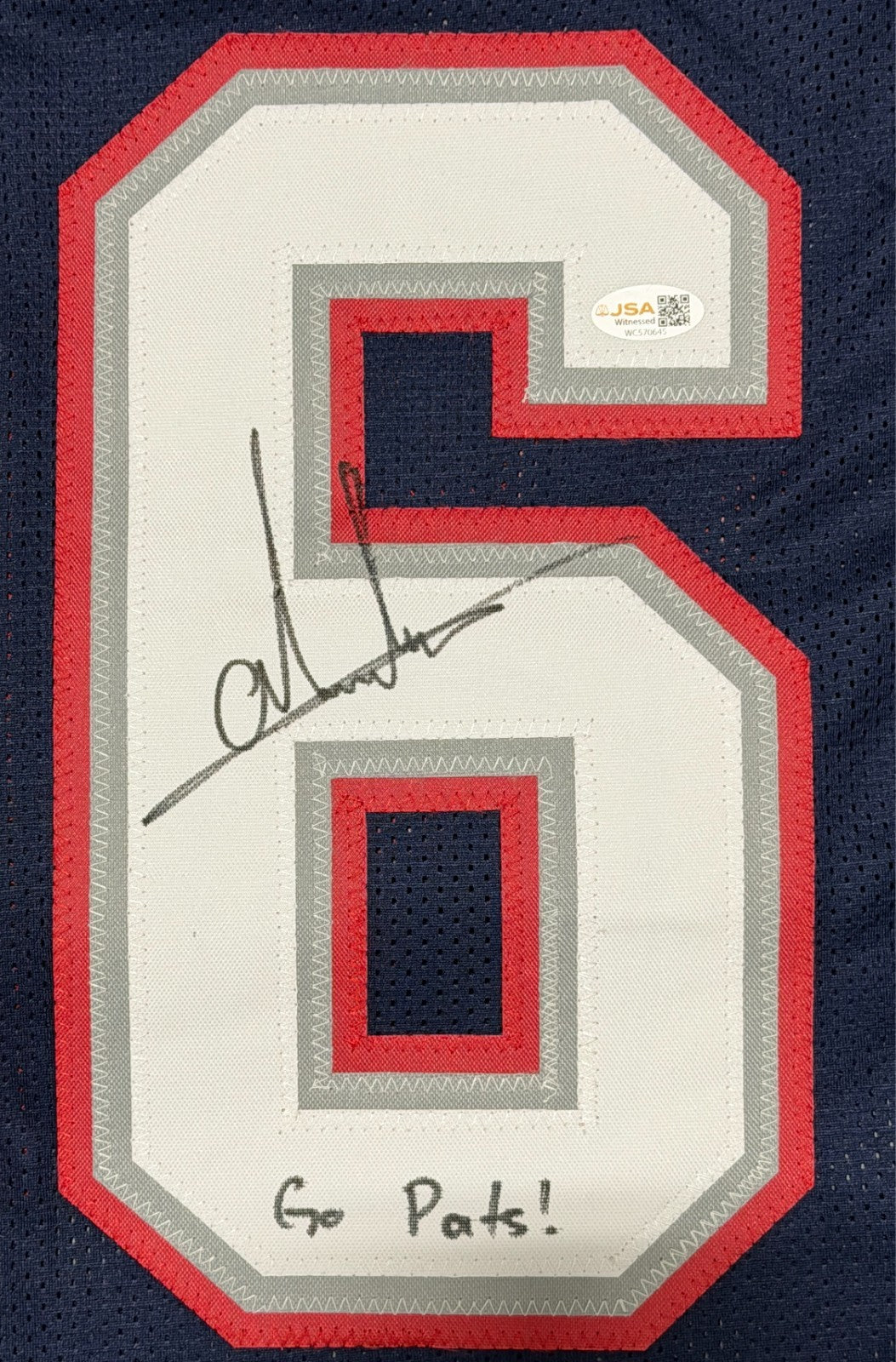Andres Borregales Signed New England Patriots Custom Jersey "Go Pats" JSA