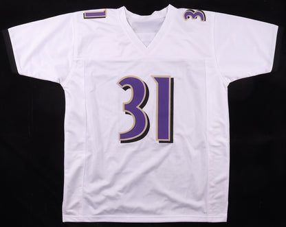 Jamal Lewis Signed Baltimore Ravens White Custom Jersey (Beckett COA)