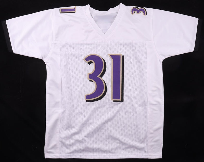 Jamal Lewis Signed Baltimore Ravens White Custom Jersey (Beckett COA)