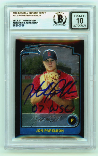 Jonathan Papelbon Signed 2003 Bowman Chrome Rookie Card BGS 10 Auto