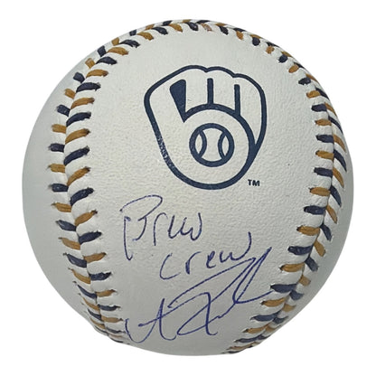 Andrew Fischer Autographed Milwaukee Brewers Logo Baseball