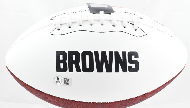 Nick Chubb Signed Cleveland Browns Black Logo Football
