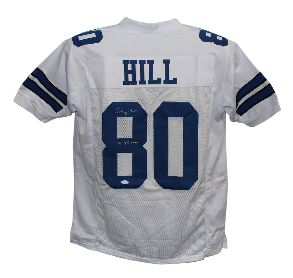 Tony Hill Dallas Cowboys Signed Custom Pro Style White Jersey