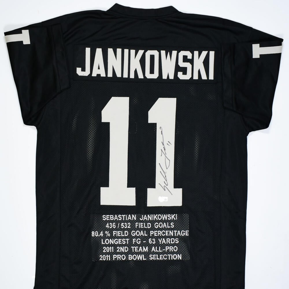 Sebastian Janikowski Signed Black Custom Football Jersey
