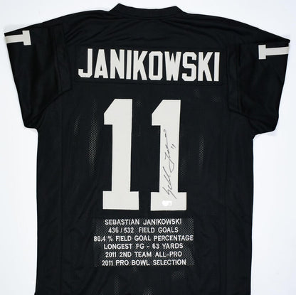 Sebastian Janikowski Signed Black Custom Football Jersey