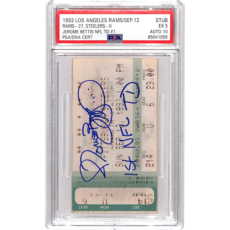 Jerome Bettis Signed Pittsburgh Steelers 1st NFL TD Ticket Stub PSA