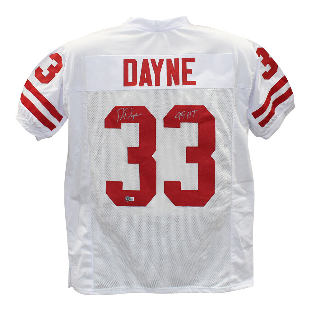 Ron Dayne Signed Wisconsin Style Custom Football Jersey - Heisman 99