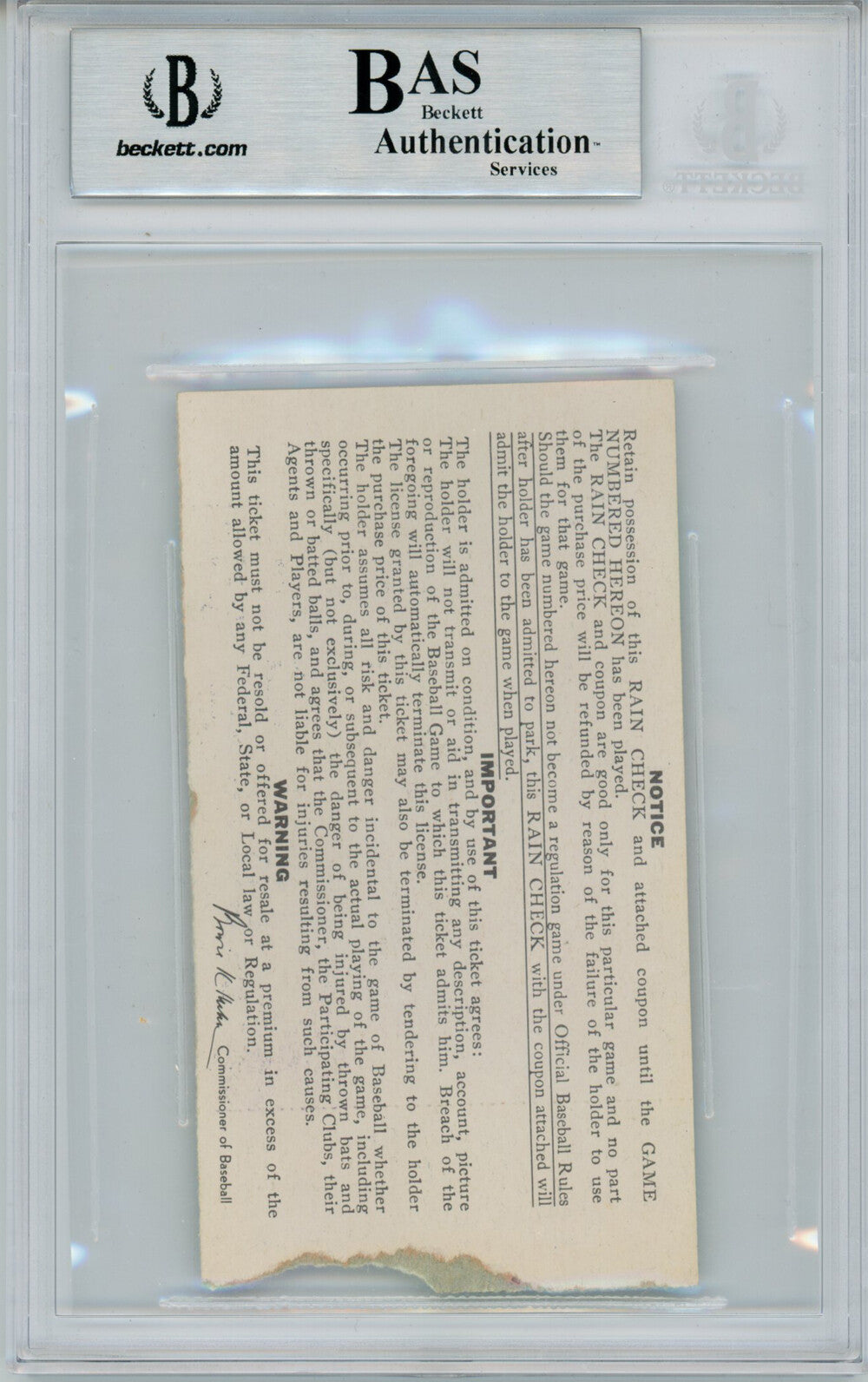 Brooks Robinson Autographed 1970 World Series Game 1 Ticket BAS Slabbed