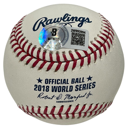 Steve Pearce Signed 2018 World Series Baseball (WS MVP & Stats) Beckett