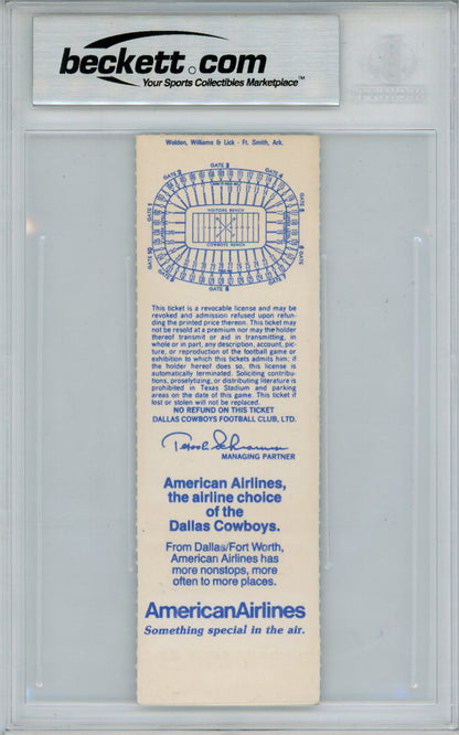 Randy White Signed 12/14/1986 Cowboys Ticket Stub HOF 94 Beckett Slab