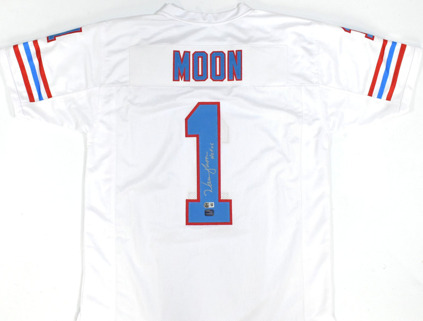 Warren Moon Autographed Houston Oilers Custom Jersey - HOF Inscribed