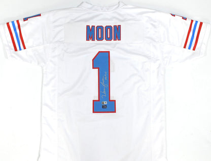 Warren Moon Autographed Houston Oilers Custom Jersey - HOF Inscribed