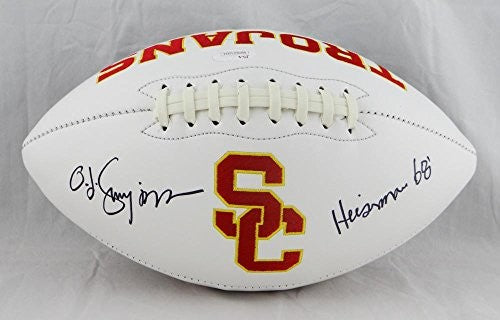 O.J. Simpson Signed USC Trojans Logo Football Heisman '68 Inscribed