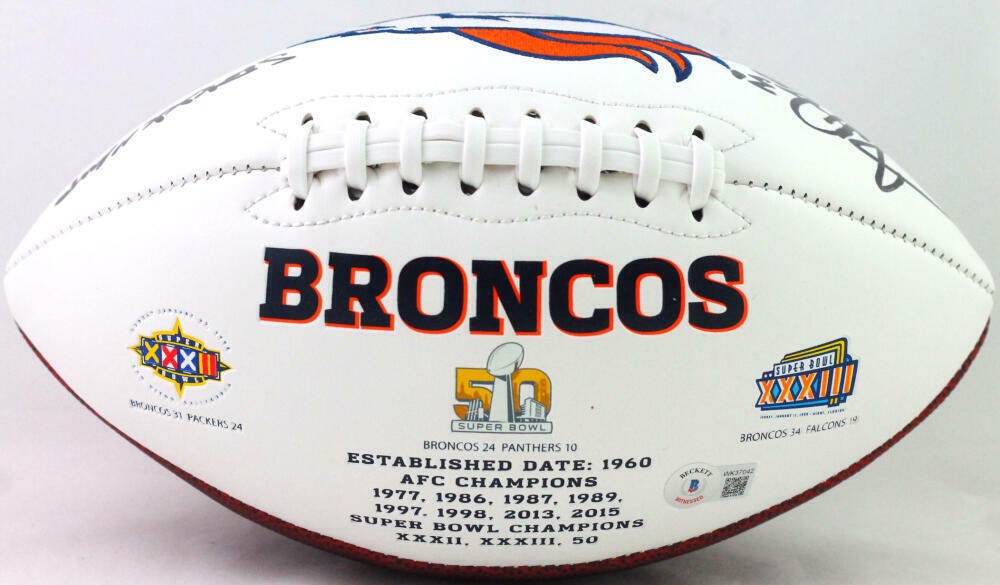Terrell Davis Signed Denver Broncos Black Logo Football with SB MVP Inscription