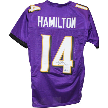 Kyle Hamilton Autographed Pro Style Purple Jersey (Beckett Witnessed)
