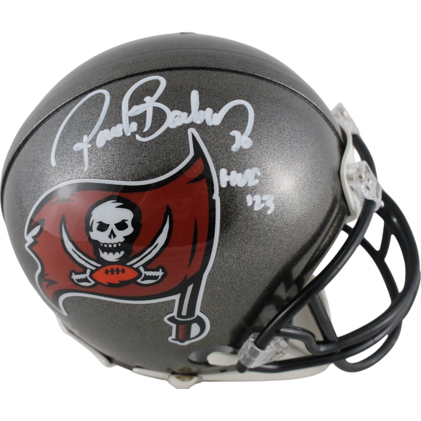 Ronde Barber Signed Tampa Bay Buccaneers VSR4 Throwback Mini Helmet HOF