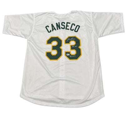 Jose Canseco Autographed Oakland Athletics Custom Jersey (2 Inscriptions)