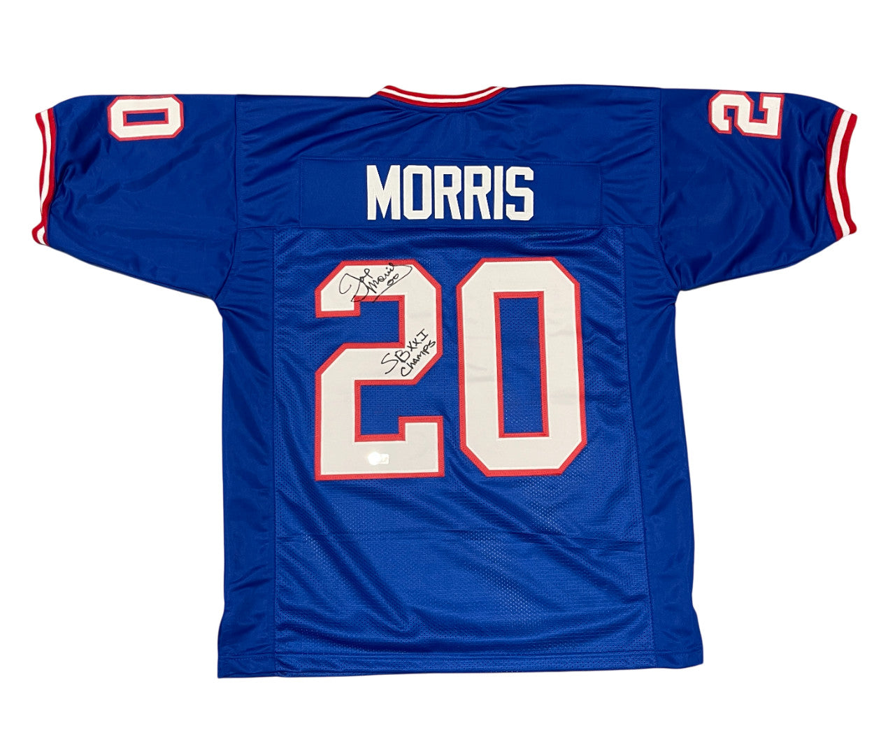 Joe Morris Signed New York Giants Custom Jersey (SB XXI Champ) Beckett