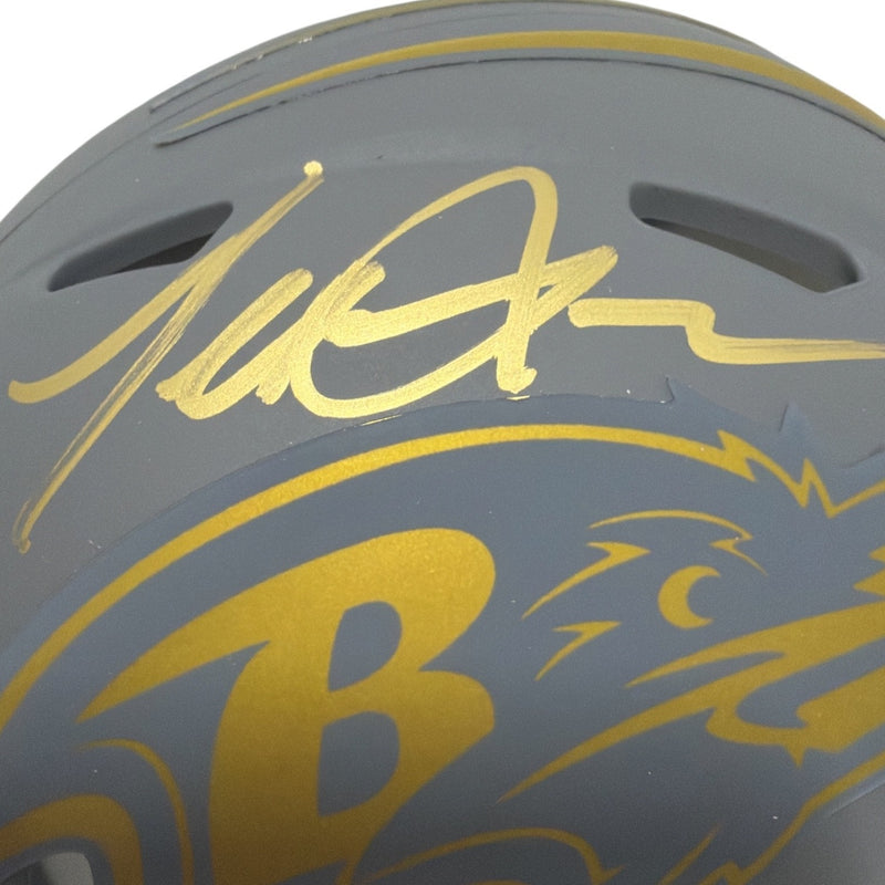 Terrell Suggs Autographed Baltimore Ravens Slate Mini Helmet