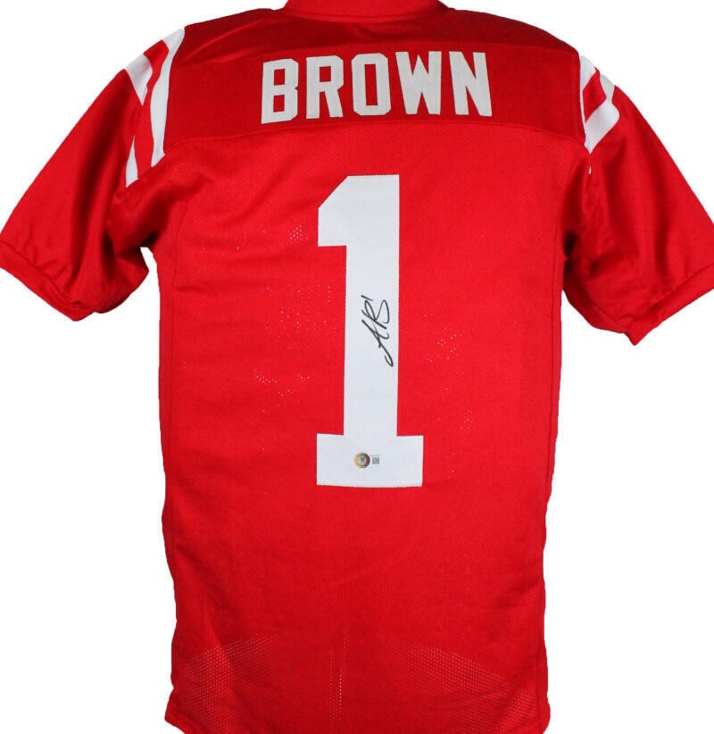 A.J. Brown Signed Ole Miss Rebels Red Custom Jersey