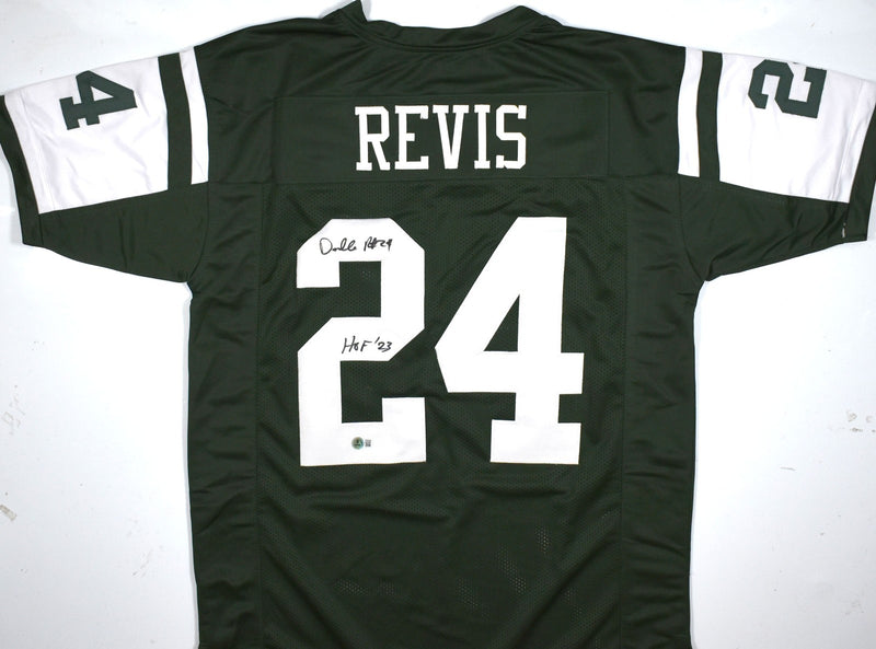 Darrelle Revis Autographed Green Custom Jersey with HOF Inscription