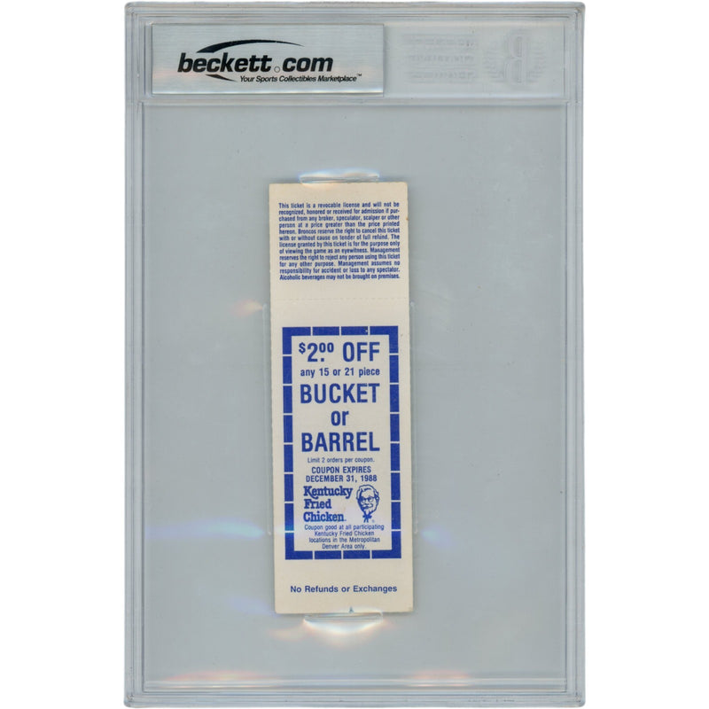 Tony Dorsett Signed Denver Broncos 12/17/88 Authenticated Ticket Stub