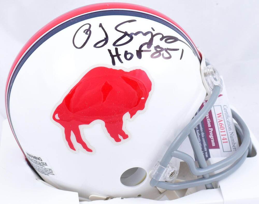 O.J. Simpson Signed Buffalo Bills Throwback Mini Helmet (HOF Inscribed)