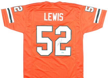 Ray Lewis Autographed University of Miami Custom Orange Jersey
