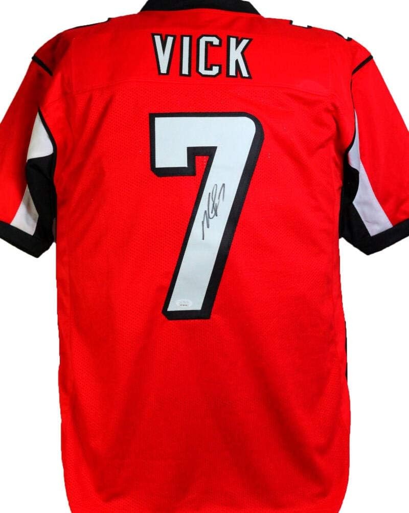 Michael Vick Autographed Red Pro Style Custom Jersey