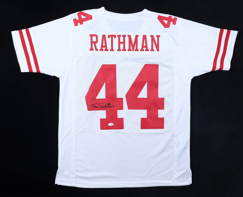 Tom Rathman Signed San Francisco 49ers White Custom Jersey